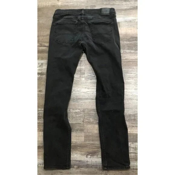 Hollister Mens 34X34 Black Skinny Fit Distressed Stretch Jeans
